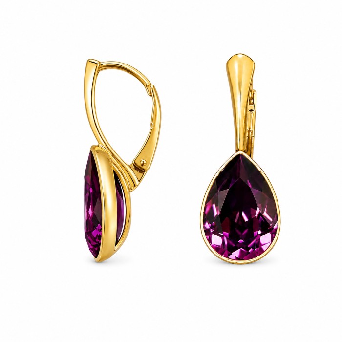 Sudraba komplekts „Kristāla Lāse (Amethyst)“ ar Preciosa® kristāliem