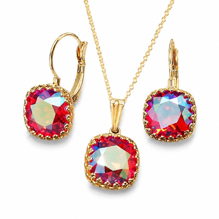 Komplekts sievietēm „Vintage V (Light Siam Shimmer)“ ar Swarovski® kristāliem