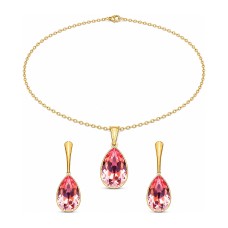 Sidabrinis papuošalų rinkinys moterims DiamondSky „Crystal Drop (Light Rose)“ su Preciosa® kristalais