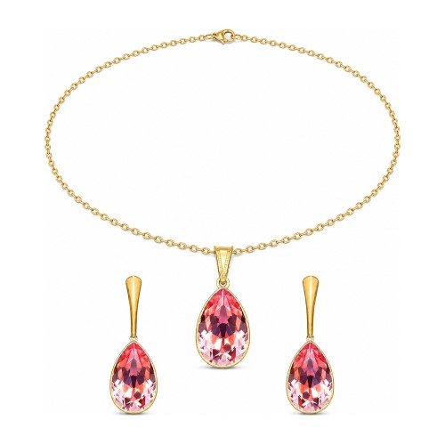 Sidabrinis papuošalų rinkinys moterims DiamondSky „Crystal Drop (Light Rose)“