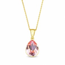 Серебряный кулон 925 пробы «Кристальная Капля (Light Rose)» с кристаллами Preciosa®
