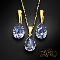 Sudraba komplekts "Kristāla Lāse (Tanzanite)" ar Preciosa™ kristāliem