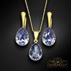 Sudraba komplekts "Kristāla Lāse (Tanzanite)" ar Preciosa™ kristāliem