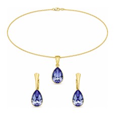 Sidabrinis papuošalų rinkinys moterims DiamondSky „Crystal Drop (Tanzanite)“ su Preciosa® kristalais