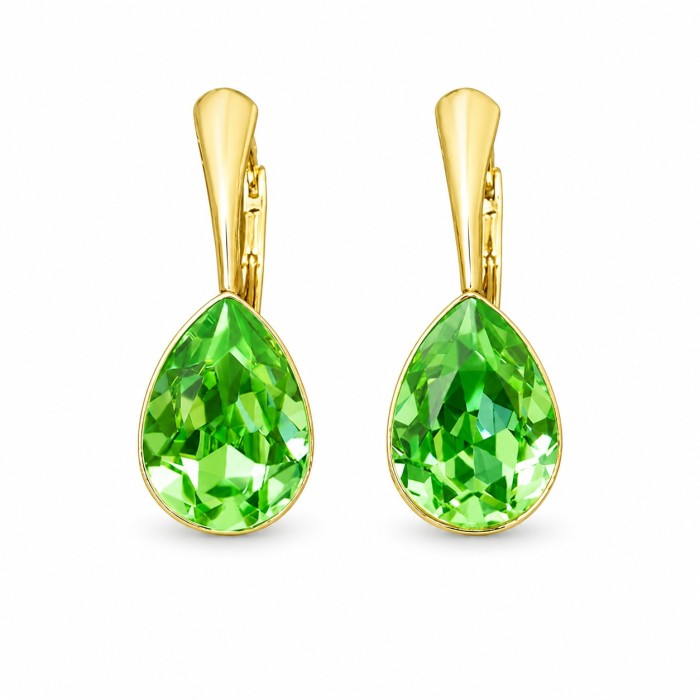 Sudraba auskari „Kristāla Lāse (Peridot)“ ar Preciosa® kristāliem