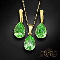 Sudraba komplekts "Kristāla Lāse (Peridot)" ar Preciosa™ kristāliem