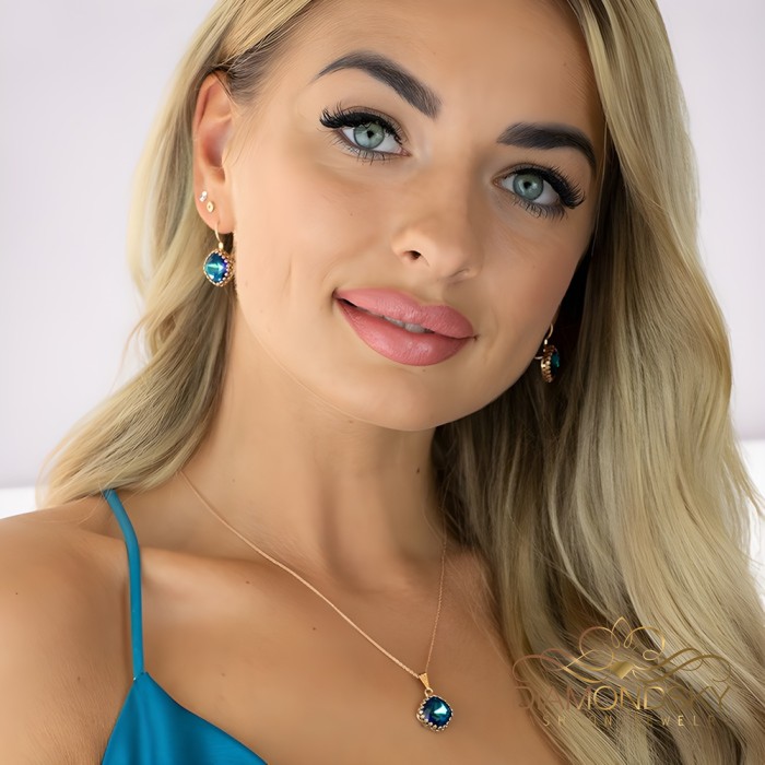 Komplekts sievietēm „Vintage IV (Bermuda Blue)“ ar Swarovski® kristāliem