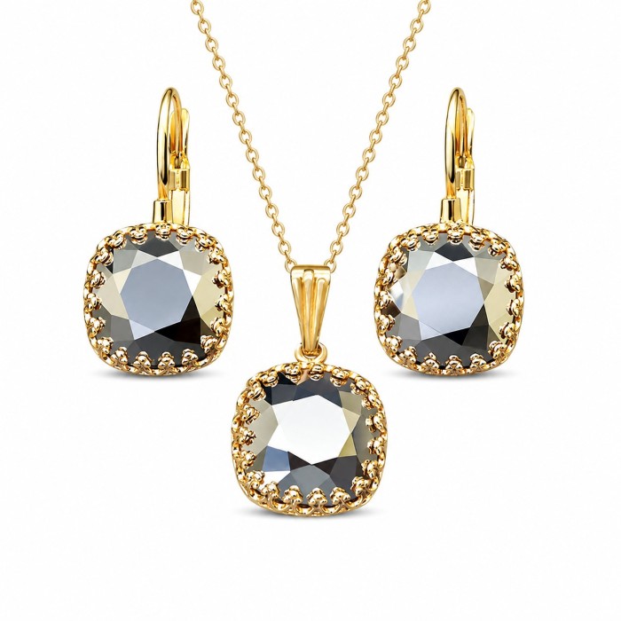 Komplekts sievietēm „Vintage V (Light Chrome)“ ar Swarovski® kristāliem