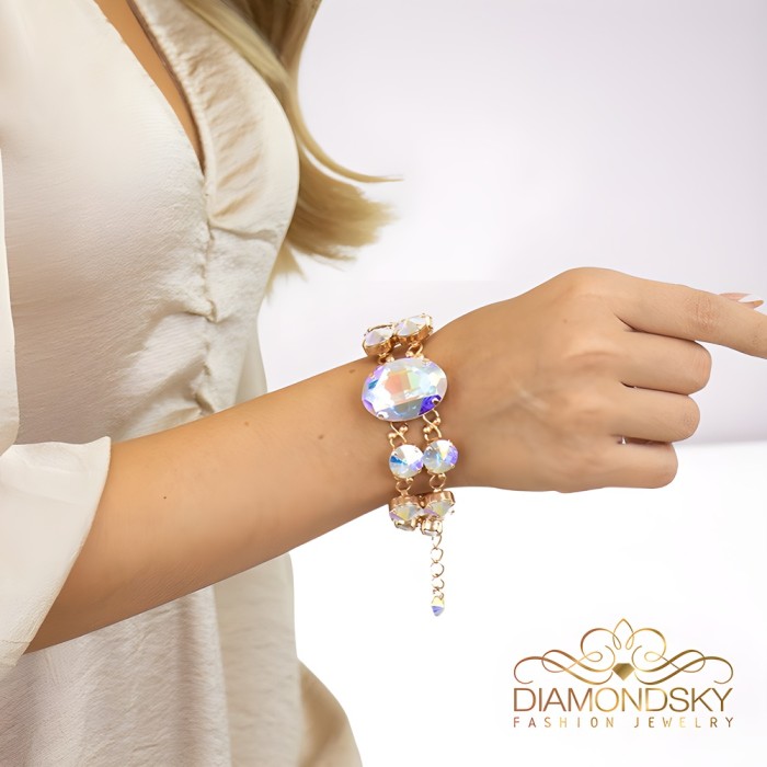 Aproce „Akrus (Aurora Borealis)“ ar Swarovski® kristāliem