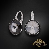 Sudraba auskari "Klaris IV (Silver Night)" ar Swarovski™ kristāliem