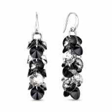 Sudraba auskari „Flamenco (Silver Night / Jet)“ ar Swarovski® kristāliem