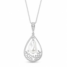 Серебряный кулон 925 пробы «Капля Барокко» с жемчугом Swarovski®