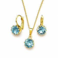 Komplektas moterims DiamondSky „Švytintis akvamarinas“ su Swarovski kristalais