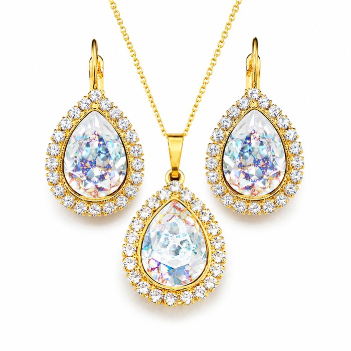 Komplekts „Debesu Piliens (White Patina)“ ar Swarovski® kristāliem