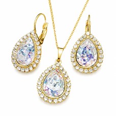 Papuošalų rinkinys moterims DiamondSky „Celestial Drop (White Patina)“ su Swarovski kristalais