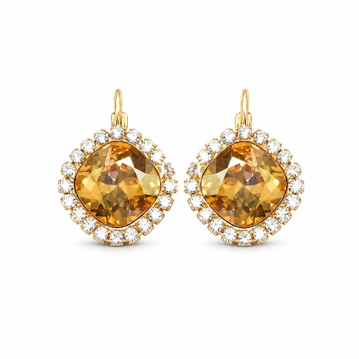 Auskari „Žilbinošais Mirdzums III (Golden Shadow)“ ar Swarovski® kristāliem
