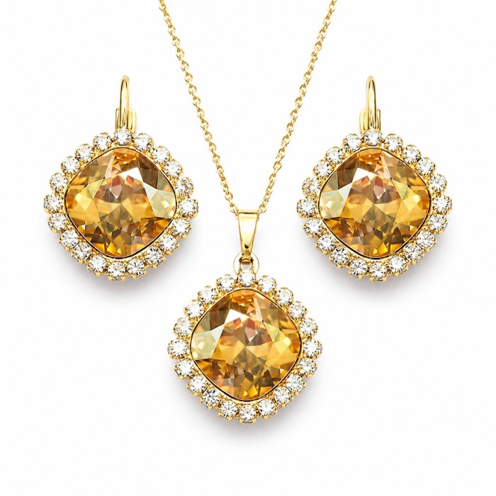 Komplekts sievietēm „Žilbinošais Mirdzums III (Golden Shadow)“ ar Swarovski® kristāliem