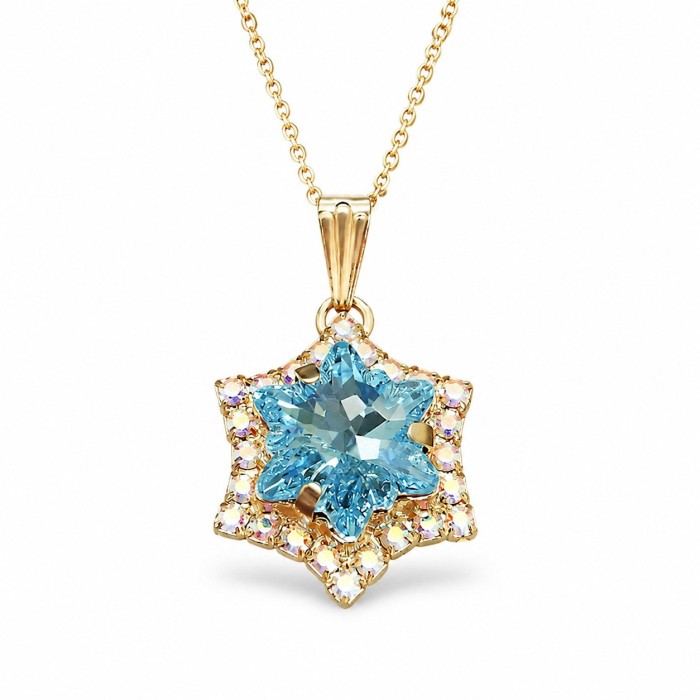Kulons „Sniegpārsla (Aquamarine)“ ar Swarovski® kristāliem