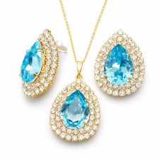 Papuošalų rinkinys moterims DiamondSky „Jasmine (Aquamarine)“ su Swarovski kristalais