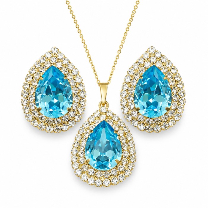 Komplekts „Jasmīns (Aquamarine)“ ar Swarovski® kristāliem