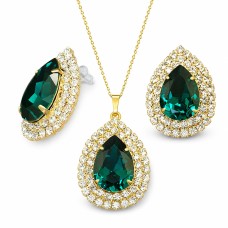 Papuošalų rinkinys moterims „Jasmine (Emerald)“ su Swarovski® kristalais