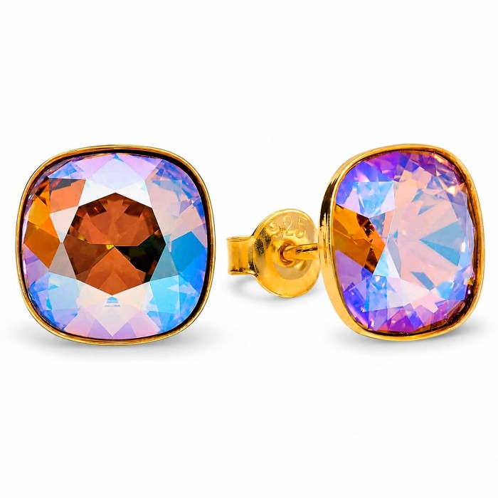 Sudraba auskari „Žilbinošais Mirdzums (Light Colorado Topaz Shimmer)“ ar Swarovski® kristāliem