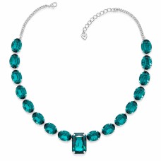 Kaklo papuošalas moterims DiamondSky „Modern IV (Emerald)“ su Swarovski kristalais