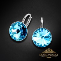 Sudraba auskari "Klaris IV (Aquamarine)" ar Swarovski™ kristāliem