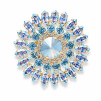 Pross naistele DiamondSky „Lotus (Light Sapphire Shimmer / Aquamarine)“ Swarovski kristallidega