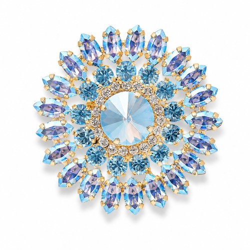 Broša „Lotoss (Light Sapphire Shimmer / Aquamarine)“