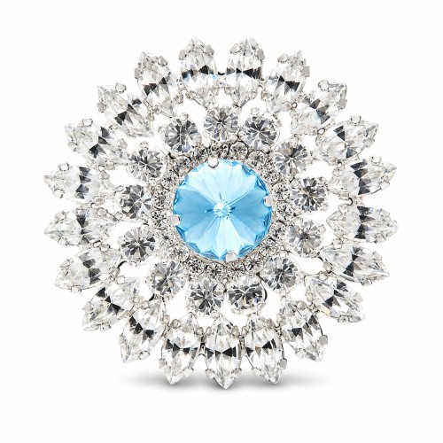 Broša „Lotoss (Crystal / Aquamarine)“