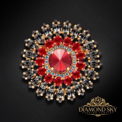 Broša "Lotoss (Light Siam / Silver Night)" ar Swarovski™ kristāliem