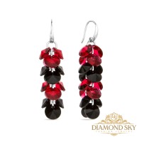 Sudraba auskari "Flamenco (Scarlet / Jet)" ar Swarovski™ kristāliem