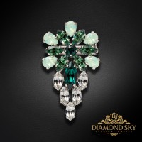 Broša "Mirteļ (Crysolite Opal / Emerald / Erinite)" ar Swarovski™ kristāliem