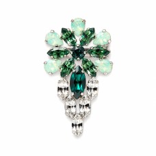 Broša „Mirtele (Crysolite Opal / Emerald / Erinite)“ ar Swarovski® kristāliem