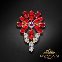 Broša "Mirteļ II (Light Siam / Siam)" ar Swarovski™ kristāliem