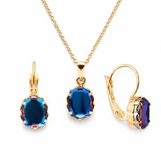Papuošalų rinkinys moterims DiamondSky „Baroque Mirror (Meridian Blue)“ su Swarovski kristalais