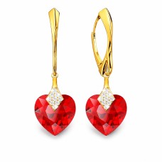 Sudraba auskari „Mīļais Valentīns (LIght Siam)“ ar Swarovski™ kristāliem