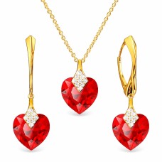 Sudraba komplekts sievietēm „Mīļais Valentīns (Light Siam)“ ar Swarovski® kristāliem