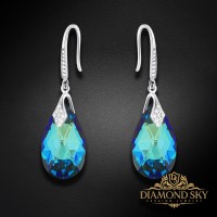 Sudraba auskari "Baroka III (Bermuda Blue)" ar Swarovski™ kristāliem