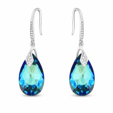 Sidabriniai auskarai moterims DiamondSky „Baroque III (Bermuda Blue)“ su Swarovski kristalais