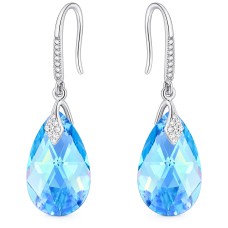Sudraba auskari „Baroka III (Aquamarine AB)“ ar Swarovski™ kristāliem