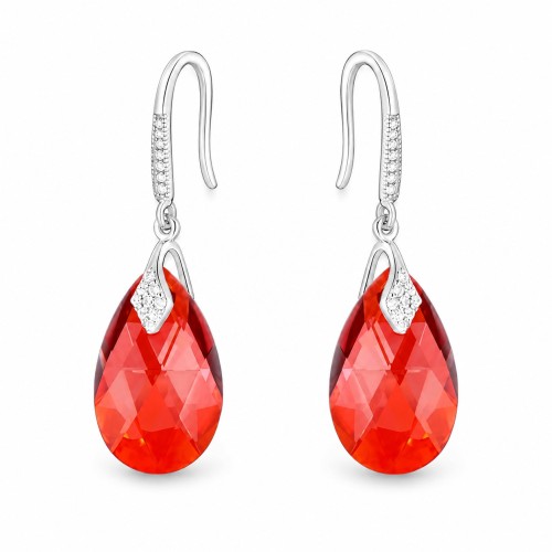 925 Sterling Silver Earrings “Baroque III (Red Magma)” created with Crystals by Swarovski®
