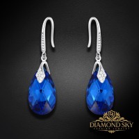 Sudraba auskari "Baroka III (Capri Blue Comet Argent Light)" ar Swarovski™ kristāliem