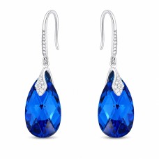 Sudraba auskari „Baroks III (Capri Blue Comet Argent Light)“ ar Swarovski® kristāliem