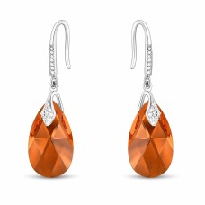 Sidabriniai auskarai moterims DiamondSky „Baroque III (Smoked Amber)“ su Swarovski kristalais