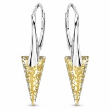 Sudraba auskari „Dzelonis II (Gold Patina)“ ar Swarovski® kristāliem