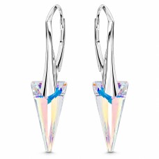Sudraba auskari „Dzelonis II (Aurora Borealis)“ ar Swarovski® kristāliem