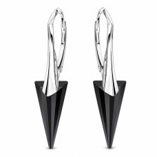 Sudraba auskari „Dzelonis II (Jet)“ ar Swarovski® kristāliem