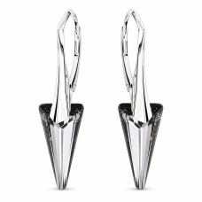Sudraba auskari „Dzelonis II (Silver Night)“ ar Swarovski® kristāliem